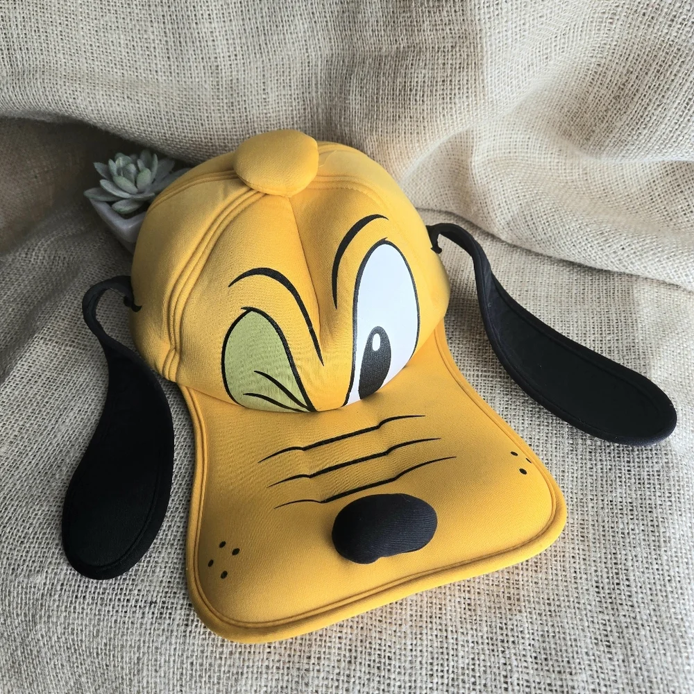 Disney Pluto Hat 3D Foam W/ Long Floppy Ears, Yellow. Great For Halloween